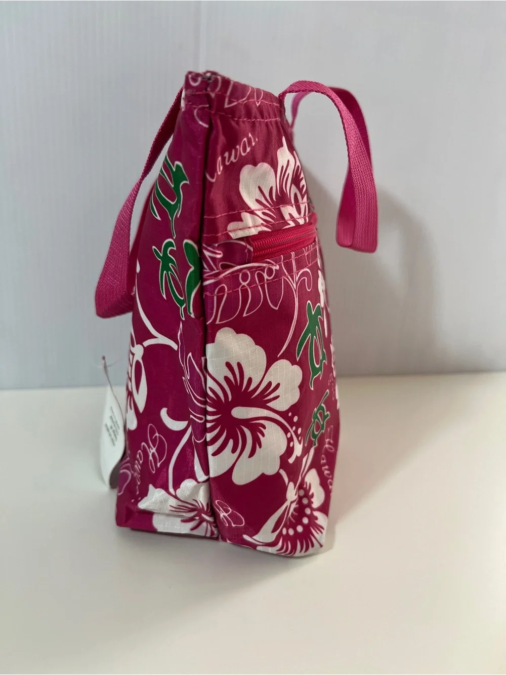 NWT American Travel Hawaii Pink Honu Turtle Floral Tote Bag Zip Pocket